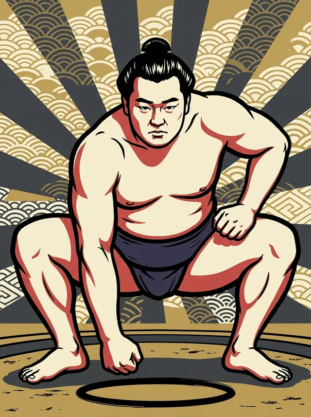 AI-generated illustration of a representative sumo wrestler. Not a photograph or a likeness of Kurosegawa.