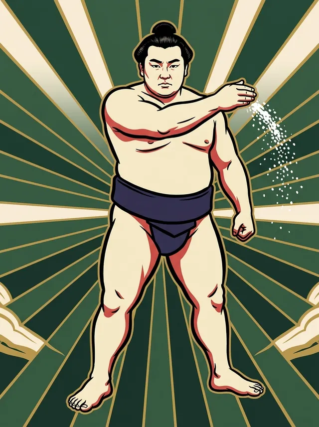 AI-generated illustration of a representative sumo wrestler. Not a photograph or a likeness of Horyu Kazuo.