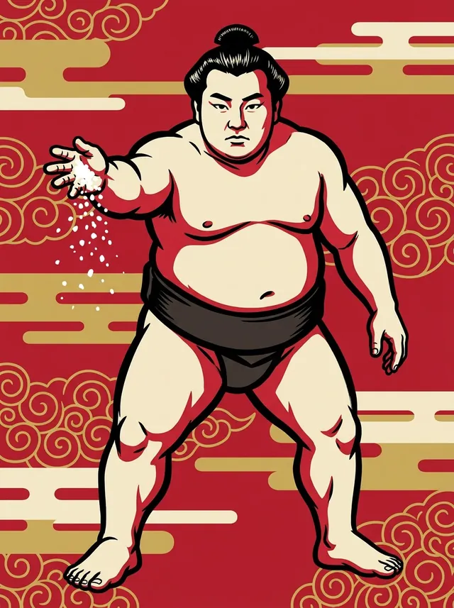 AI-generated illustration of a representative sumo wrestler. Not a photograph or a likeness of Mitateyama Kaiichiro.