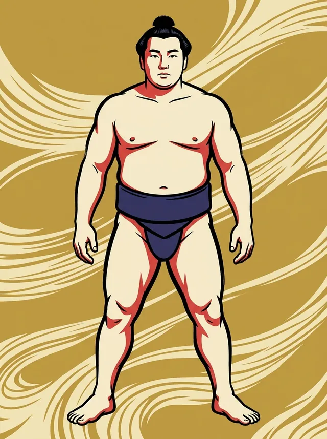 AI-generated illustration of a representative sumo wrestler. Not a photograph or a likeness of Tamakaze Fukutaro.