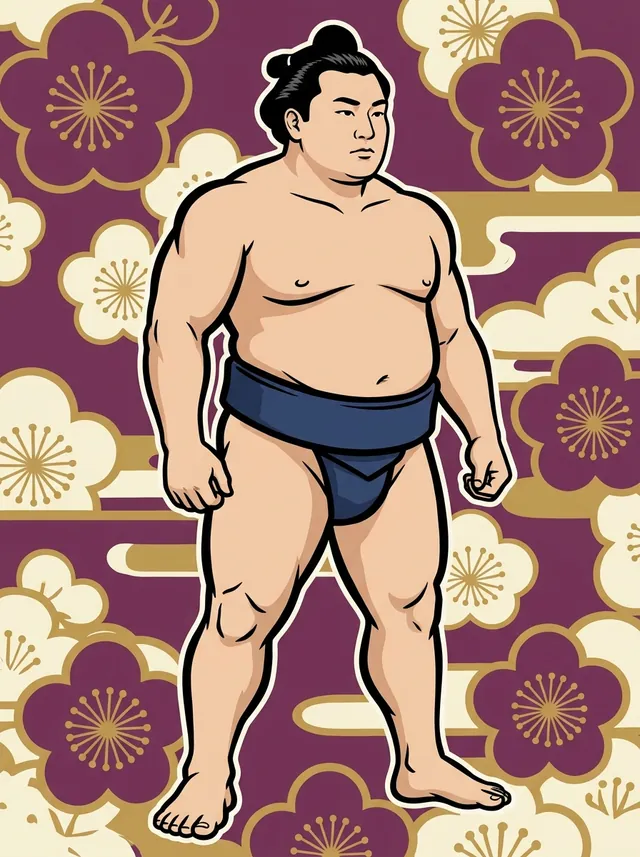 AI-generated illustration of a representative sumo wrestler. Not a photograph or a likeness of Morinosato Nobuyoshi.