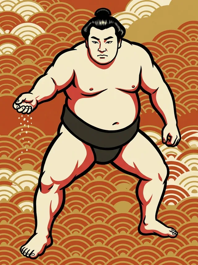 AI-generated illustration of a representative sumo wrestler. Not a photograph or a likeness of Tsunekado Hyozaburo.