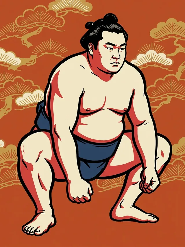 AI-generated illustration of a representative sumo wrestler. Not a photograph or a likeness of Tochinomori.