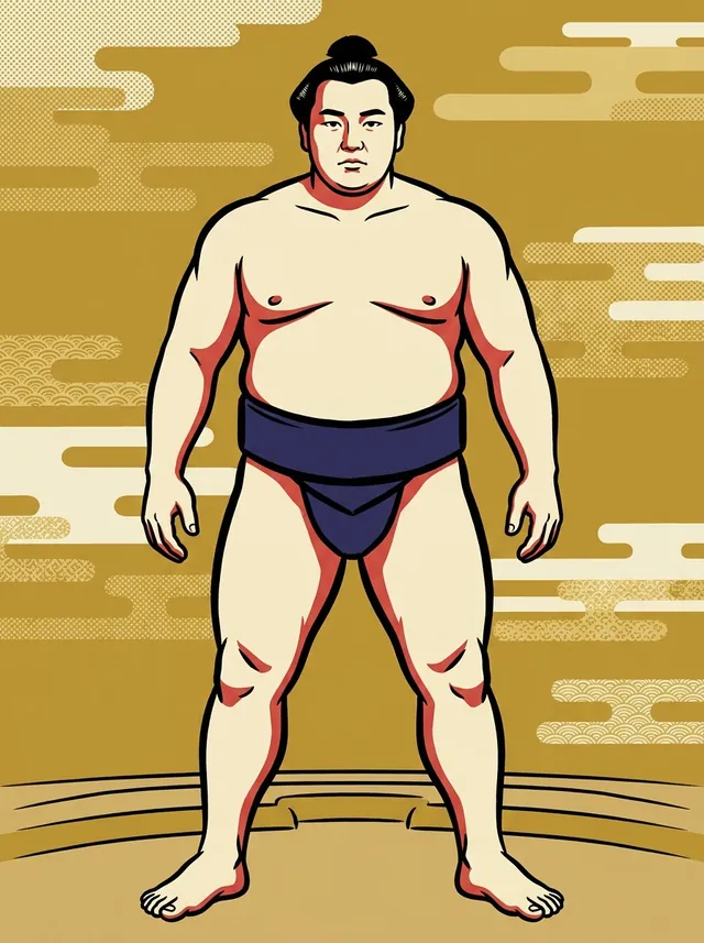 AI-generated illustration of a representative sumo wrestler. Not a photograph or a likeness of Oshio Eio.
