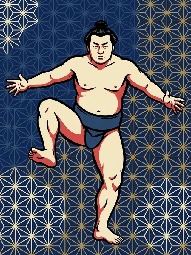 AI-generated illustration of a representative sumo wrestler. Not a photograph or a likeness of Kurodayama Shoji.