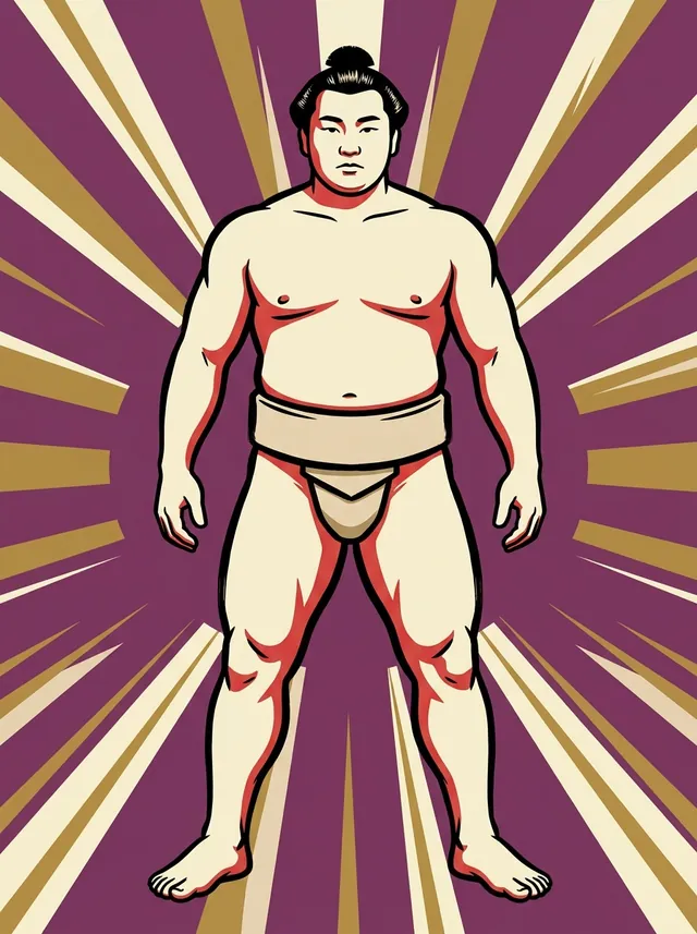 AI-generated illustration of a representative sumo wrestler. Not a photograph or a likeness of Makotoyama.