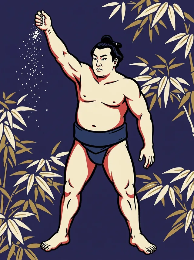 AI-generated illustration of a representative sumo wrestler. Not a photograph or a likeness of Midoriiwa Saburo.