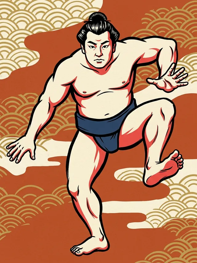 AI-generated illustration of a representative sumo wrestler. Not a photograph or a likeness of Sagaminada Ichiro.