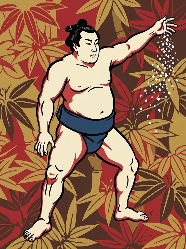 AI-generated illustration of a representative sumo wrestler. Not a photograph or a likeness of Onosaki Shinsuke.