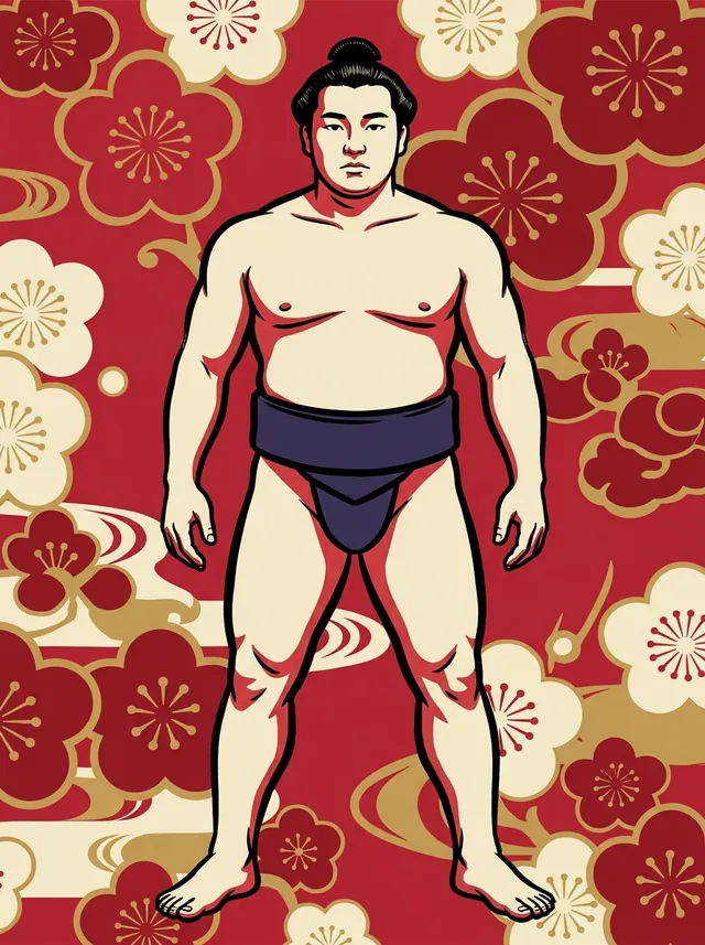 AI-generated illustration of a representative sumo wrestler. Not a photograph or a likeness of Nakajima Toshihiko.