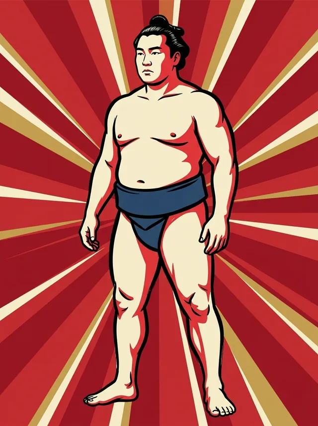 AI-generated illustration of a representative sumo wrestler. Not a photograph or a likeness of Arakawa Fumio.