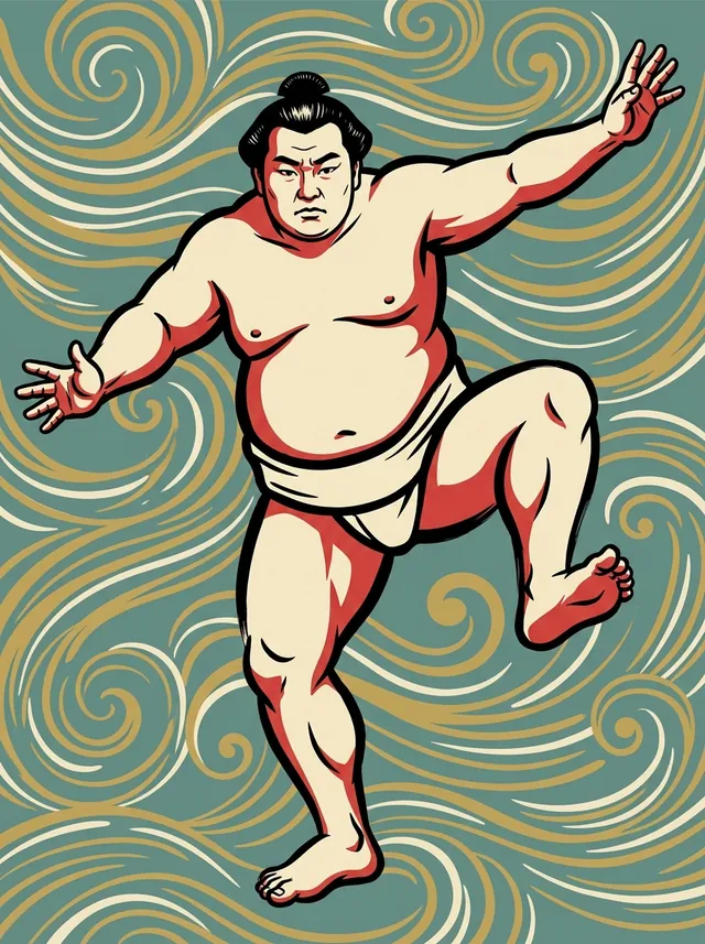 AI-generated illustration of a representative sumo wrestler. Not a photograph or a likeness of Tochitada Hideaki.