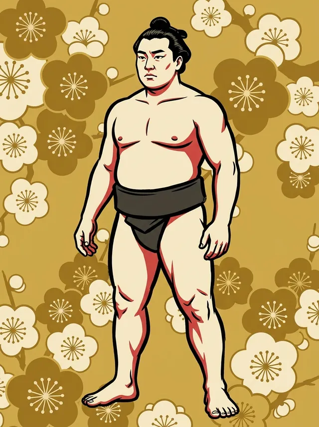 AI-generated illustration of a representative sumo wrestler. Not a photograph or a likeness of Hayama Kenji.