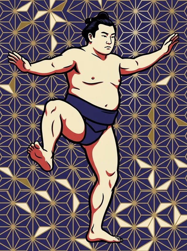 AI-generated illustration of a representative sumo wrestler. Not a photograph or a likeness of Higashi Nichiro.