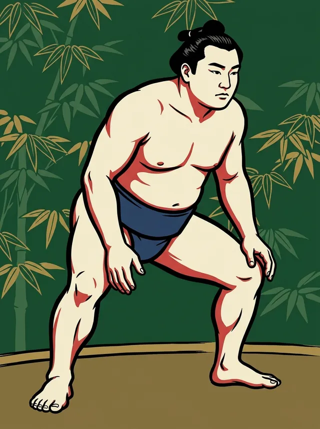 AI-generated illustration of a representative sumo wrestler. Not a photograph or a likeness of Miyama Teiji.