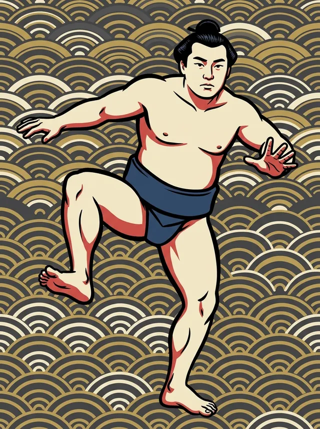 AI-generated illustration of a representative sumo wrestler. Not a photograph or a likeness of Edohibiki Hiroaki.