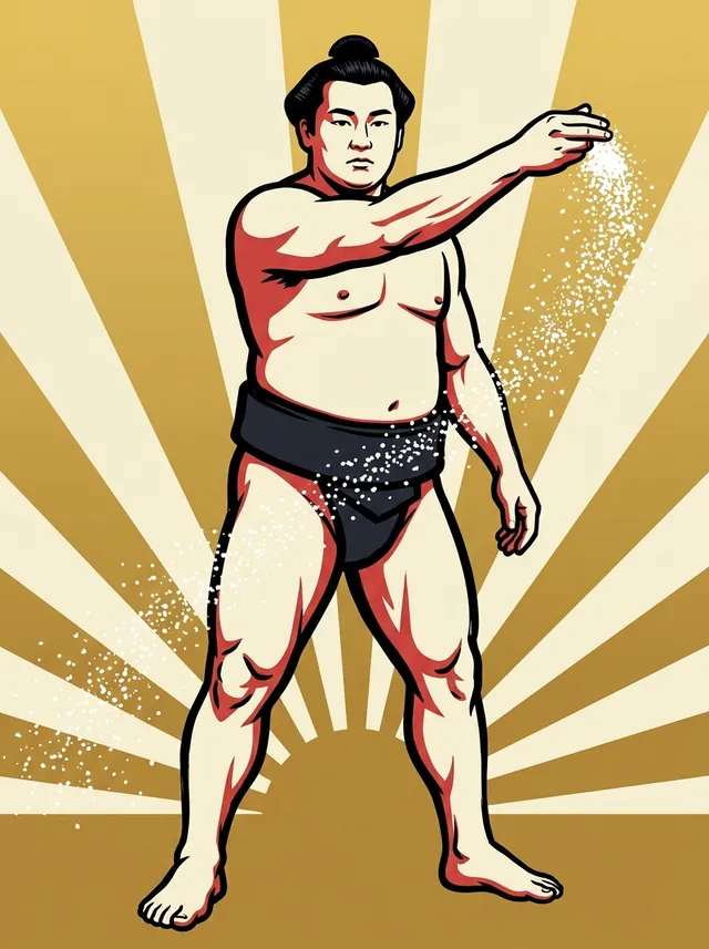 AI-generated illustration of a representative sumo wrestler. Not a photograph or a likeness of Kabumoto Yoshihisa.