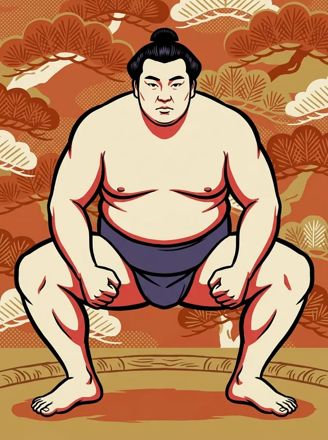 AI-generated illustration of a representative sumo wrestler. Not a photograph or a likeness of Tochibayama Akiteru.
