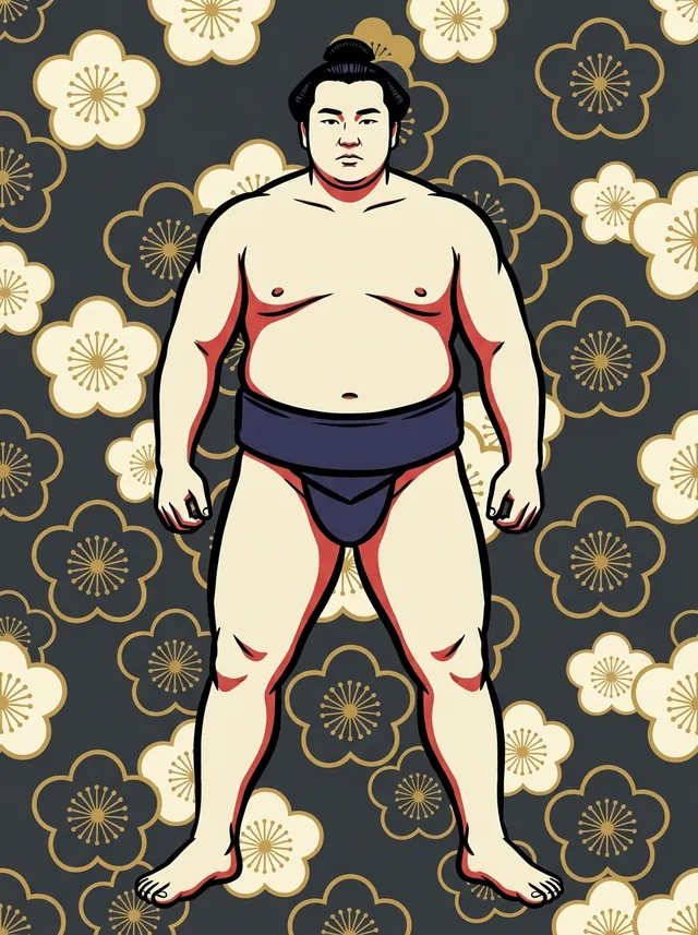 AI-generated illustration of a representative sumo wrestler. Not a photograph or a likeness of Edo.