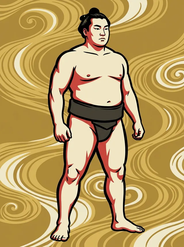AI-generated illustration of a representative sumo wrestler. Not a photograph or a likeness of Shiraneyama Munenori.