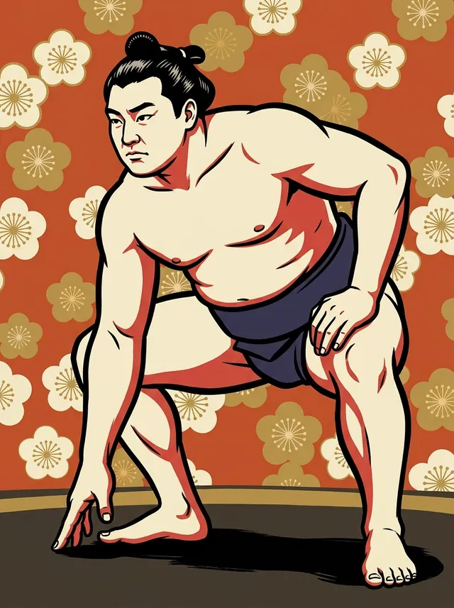 AI-generated illustration of a representative sumo wrestler. Not a photograph or a likeness of Konryu Bunichiro.