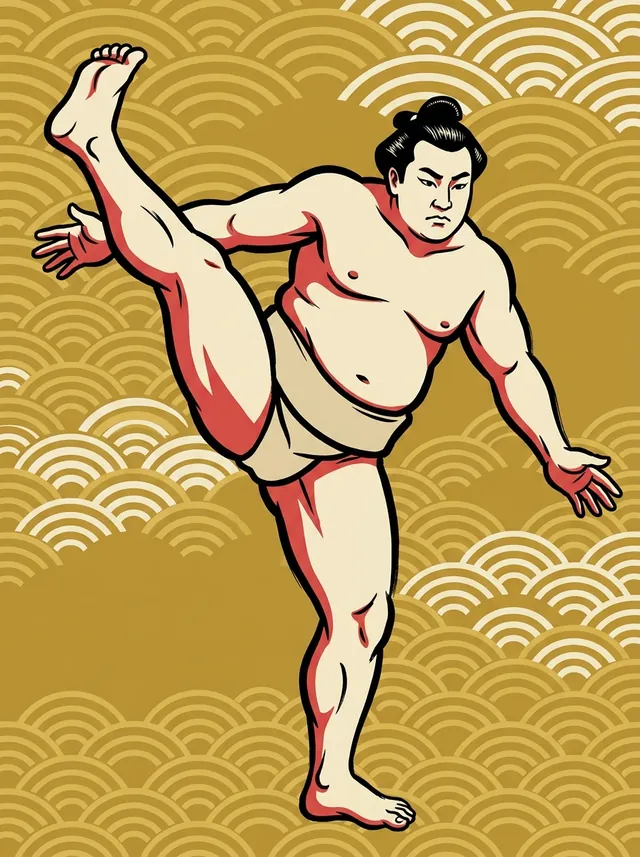 AI-generated illustration of a representative sumo wrestler. Not a photograph or a likeness of Daisharin Matsugoro.