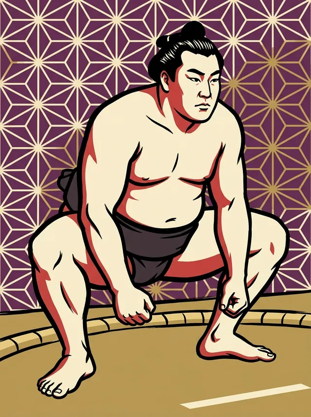 AI-generated illustration of a representative sumo wrestler. Not a photograph or a likeness of Oshinoyama Tsuyoshi.