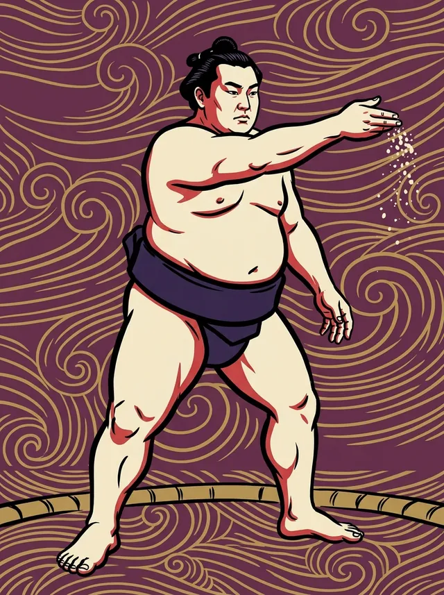 AI-generated illustration of a representative sumo wrestler. Not a photograph or a likeness of Teruyama Omine.