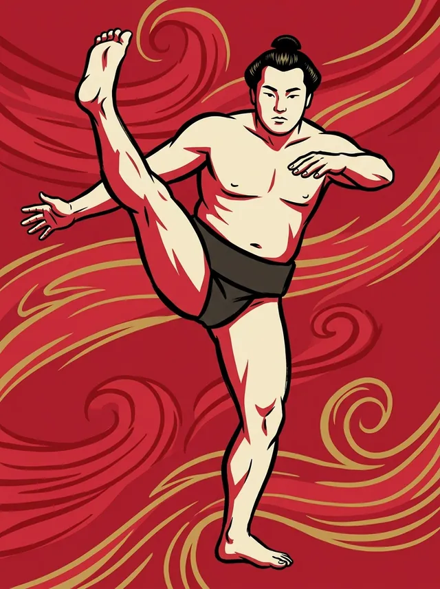 AI-generated illustration of a representative sumo wrestler. Not a photograph or a likeness of Suiryu Teruyoshi.