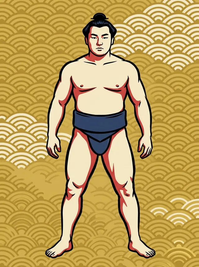 AI-generated illustration of a representative sumo wrestler. Not a photograph or a likeness of Kitanohana Yoshiyasu.