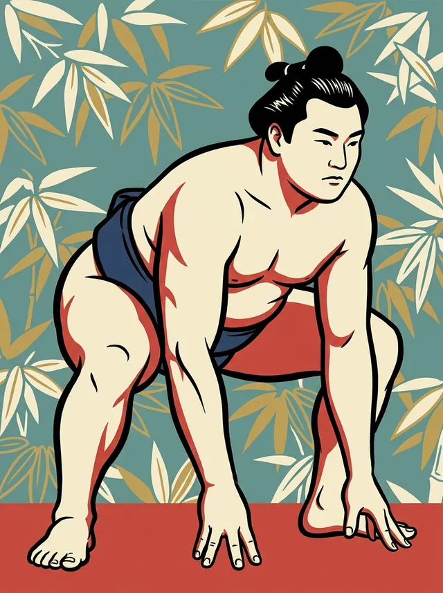 AI-generated illustration of a representative sumo wrestler. Not a photograph or a likeness of Takabayama Yoshiyuki.