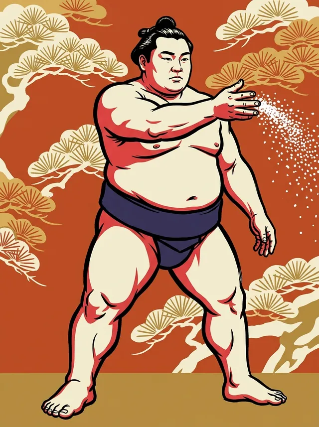 AI-generated illustration of a representative sumo wrestler. Not a photograph or a likeness of Kaminosato Masato.
