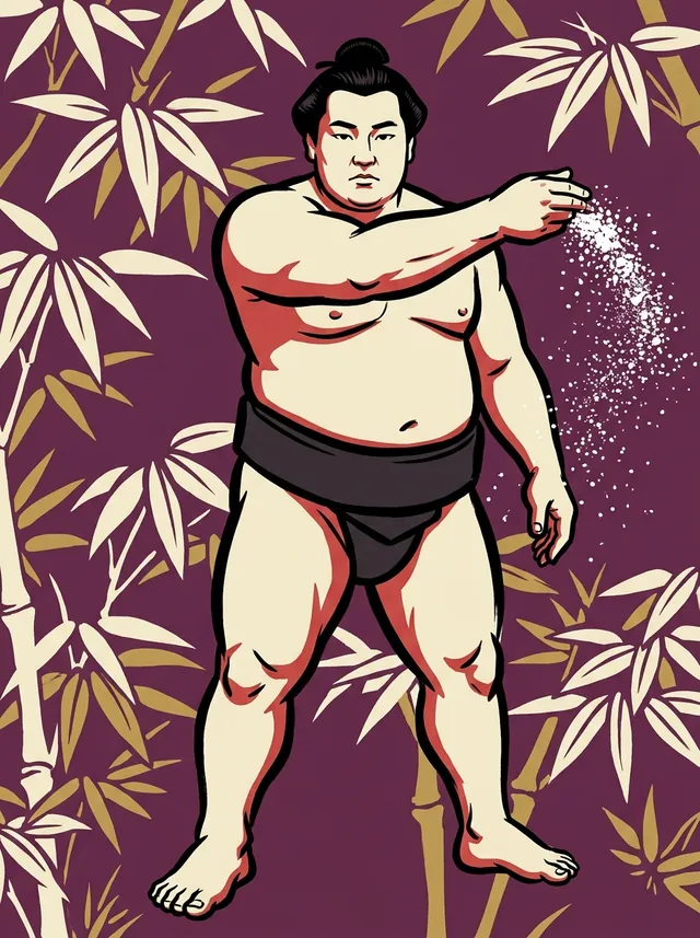 AI-generated illustration of a representative sumo wrestler. Not a photograph or a likeness of Nishinofuji Katsuji.