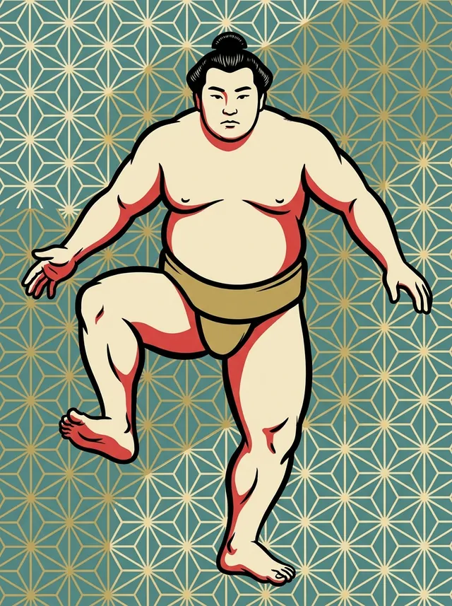 AI-generated illustration of a representative sumo wrestler. Not a photograph or a likeness of Kusatake Koichi.
