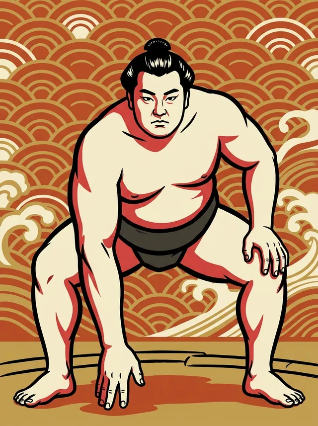 AI-generated illustration of a representative sumo wrestler. Not a photograph or a likeness of Kiyomidake Futoshi.