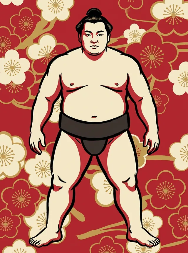 AI-generated illustration of a representative sumo wrestler. Not a photograph or a likeness of Hiyama.