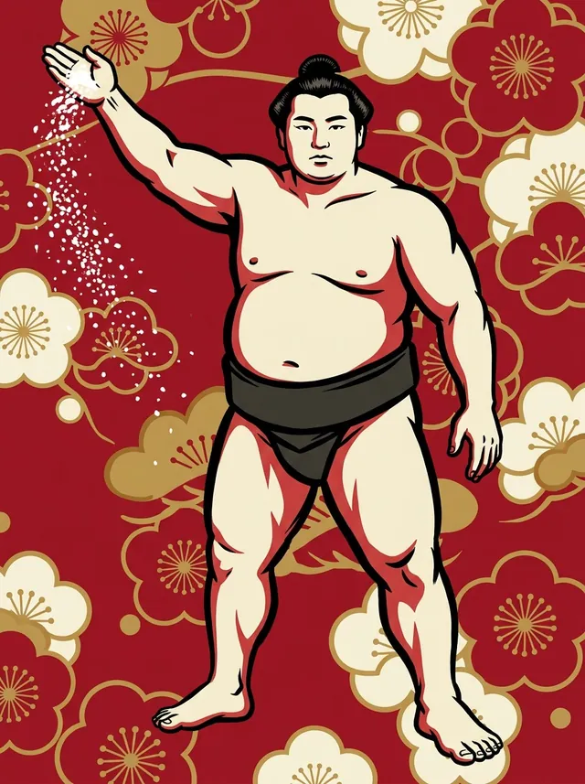 AI-generated illustration of a representative sumo wrestler. Not a photograph or a likeness of Ojishi Kozo.