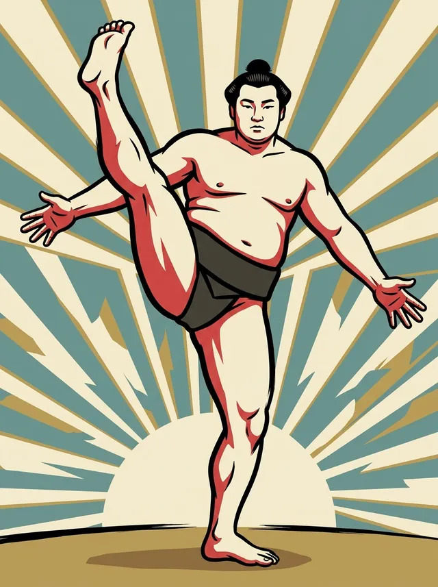 AI-generated illustration of a representative sumo wrestler. Not a photograph or a likeness of Tamakirin Yasumasa.