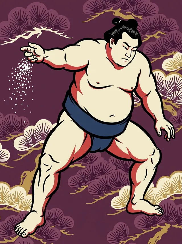 AI-generated illustration of a representative sumo wrestler. Not a photograph or a likeness of Torigamine.