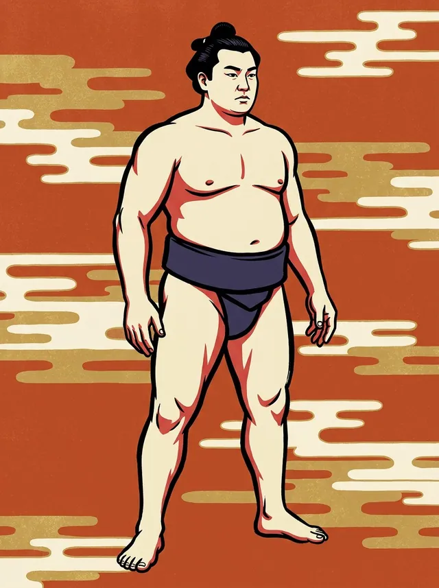 AI-generated illustration of a representative sumo wrestler. Not a photograph or a likeness of Harukaze.