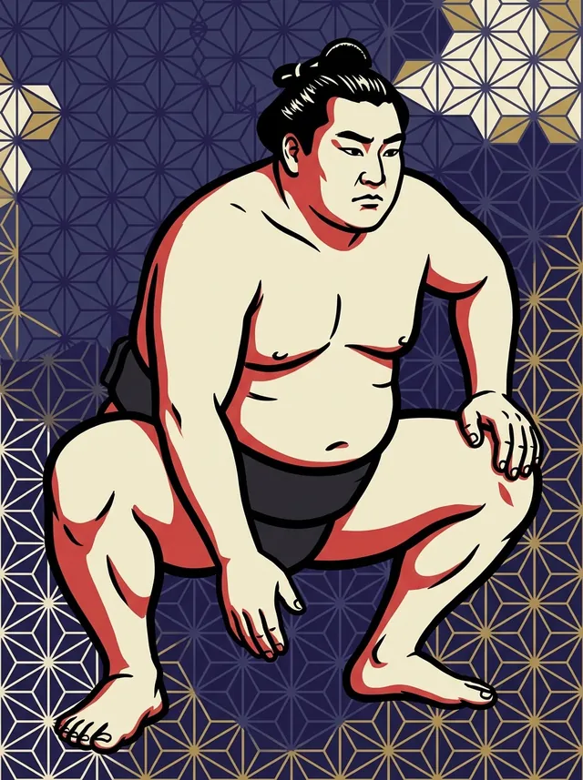 AI-generated illustration of a representative sumo wrestler. Not a photograph or a likeness of Katanohama Gunpei.