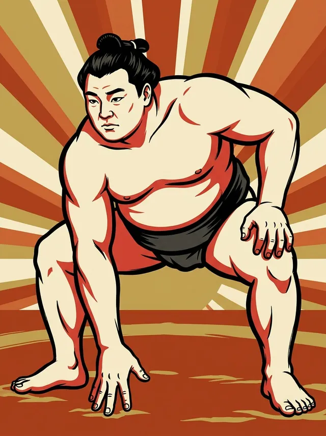 AI-generated illustration of a representative sumo wrestler. Not a photograph or a likeness of Genbuyama Genemon.