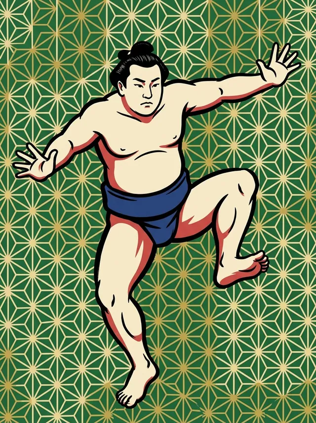 AI-generated illustration of a representative sumo wrestler. Not a photograph or a likeness of Setoyama Yozo.