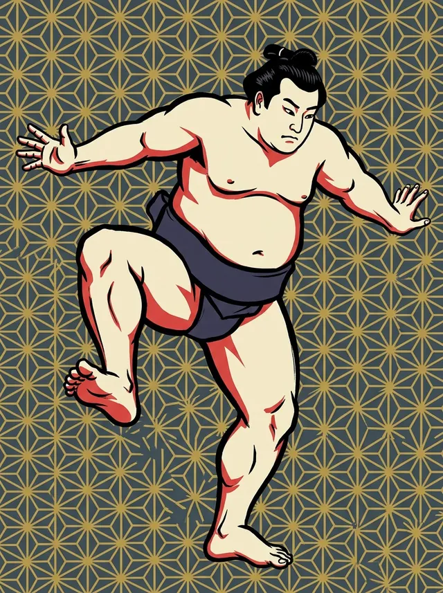 AI-generated illustration of a representative sumo wrestler. Not a photograph or a likeness of Isenishiki Kiyoshi.
