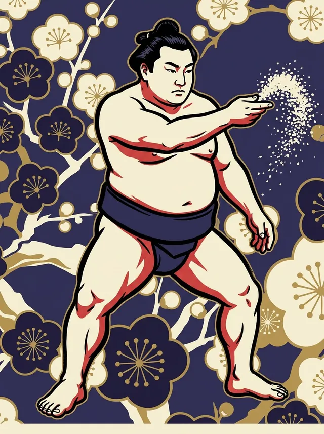 AI-generated illustration of a representative sumo wrestler. Not a photograph or a likeness of Kamueyama.