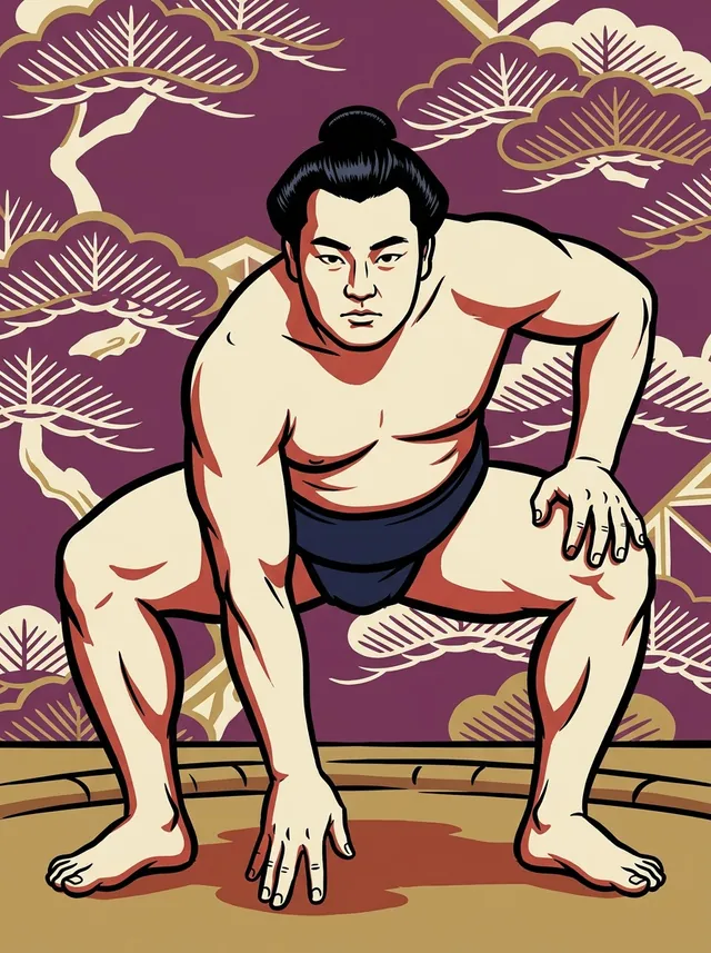 AI-generated illustration of a representative sumo wrestler. Not a photograph or a likeness of Ryuhinada.