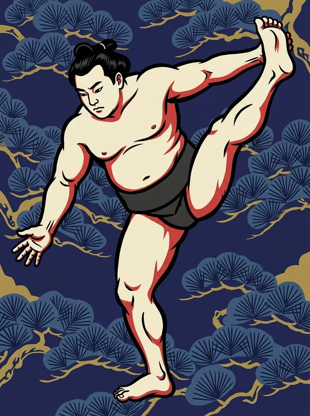 AI-generated illustration of a representative sumo wrestler. Not a photograph or a likeness of Chibanobori Takatoshi.