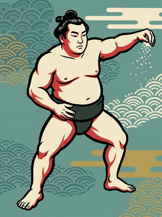 AI-generated illustration of a representative sumo wrestler. Not a photograph or a likeness of Asake Shigeo.