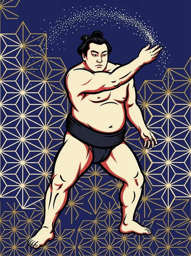 AI-generated illustration of a representative sumo wrestler. Not a photograph or a likeness of Wakagiyama Eiichi.