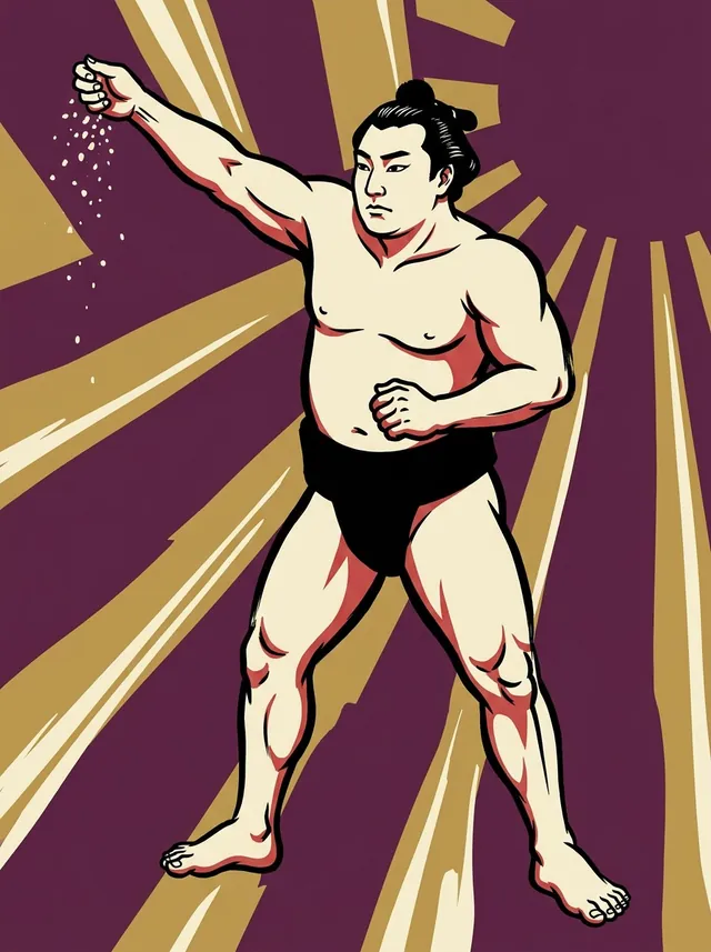 AI-generated illustration of a representative sumo wrestler. Not a photograph or a likeness of Kagamigawa Shiro.